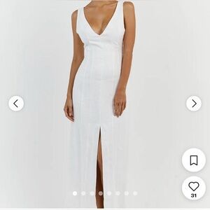 Dissh Milahn White Linen V Neck Dress